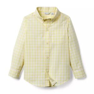 Janie and Jack Yellow Gingham Poplin Kids Button Down Shirt 3T